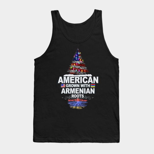 Christmas Tree  American Grown With Armenian Roots - Gift for Armenian From Armenia Tank Top by Country Flags